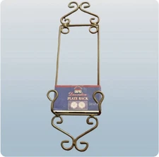 Wall Mounted Brown Metal Vertical Collectible Plate Holder Hanging Rack NEW