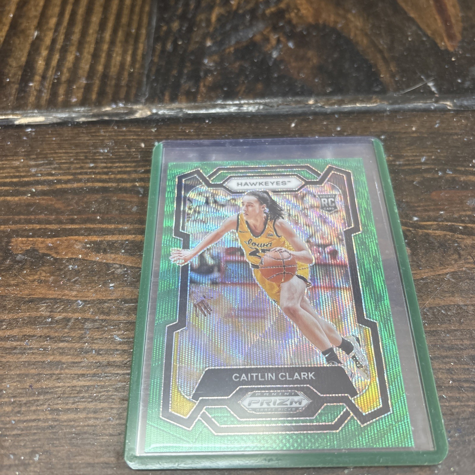 Caitlin Clark 2024 Panini Prizm Draft Picks Green Wave Prizm Rookie #57