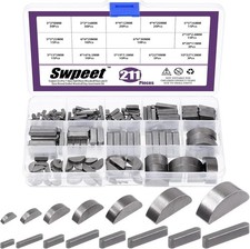 211pcs Metric Woodruff Key Assortment Kit with 15 Sizes Woodruff Semicircle Keys
