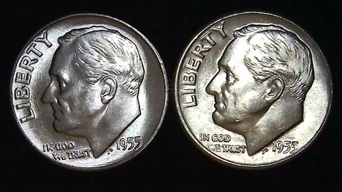 1955-P  D 10C Roosevelt Dime (2  Coins) BU 90% Silver 26ctt0111-2