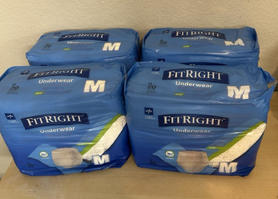 4 Fitright Super Protective Adult Pull Up Underwear Medium ( 28-40 In)  80 Qty