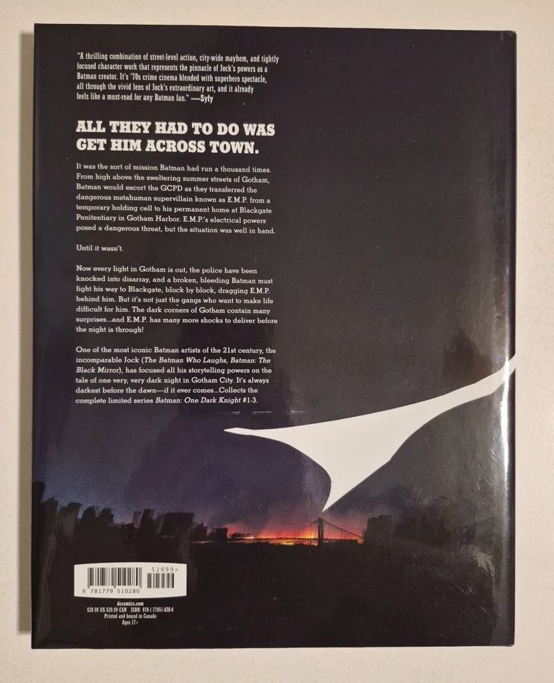 Batman: One Dark Knight HC (2022, DC) VF 1st Print Jock - Image 2 of 3