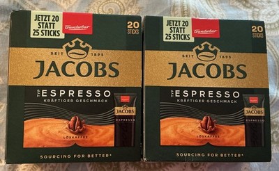2  Boxes Jacobs Instant Espresso Bold Flavor Coffee Sticks 40 Count Exp 2028