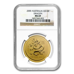 最終お値下げ　昇龍　出世招福　24K GP color 99.99% 2000 1 oz Gold Lunar Year of the Dragon MS-69 NGC (Series 1) | eBay