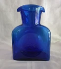 Blenko Art Glass Cobalt Blue Water Bottle Decanter 8”, Double Spout Number 2