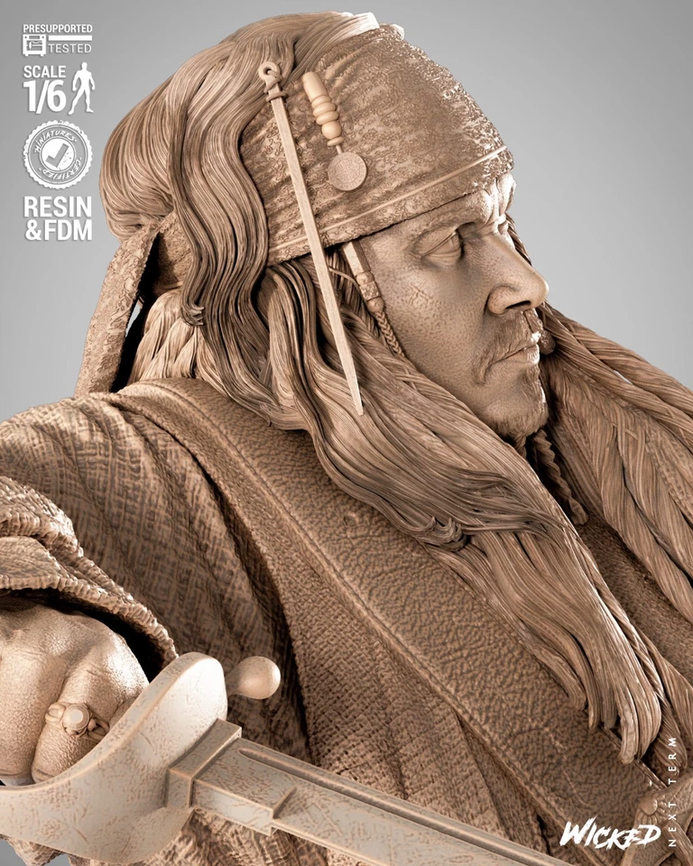 Escultura de Jack Sparrow impresa en 3D Fan Art de Wicked3d Foto 4 de 4
