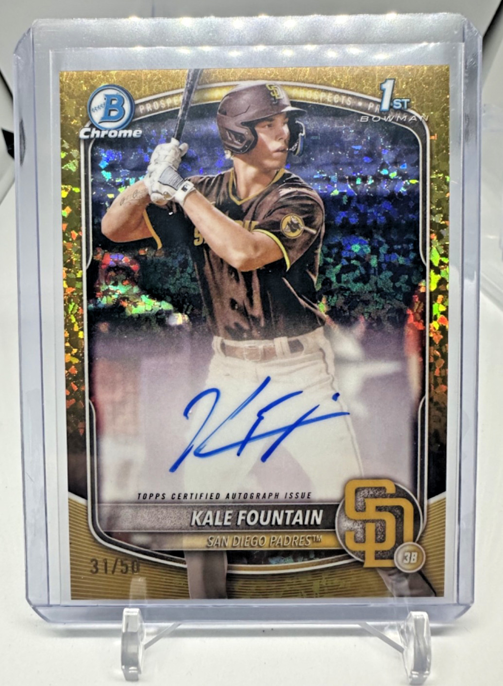 2025 Bowman Chrome 1st #CPA-KFO- KALE FOUNTAIN Gold Mini-Diamond Auto 31/50