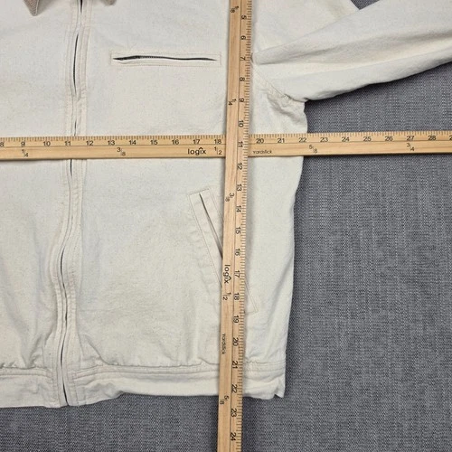 Wallace & Barnes Canvas Work Jacket Mens Medium Cream Corduroy Collar Full Zip image 7