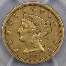 1861-S $2.5 Liberty Quarter Eagle - PCGS XF 45 CAC