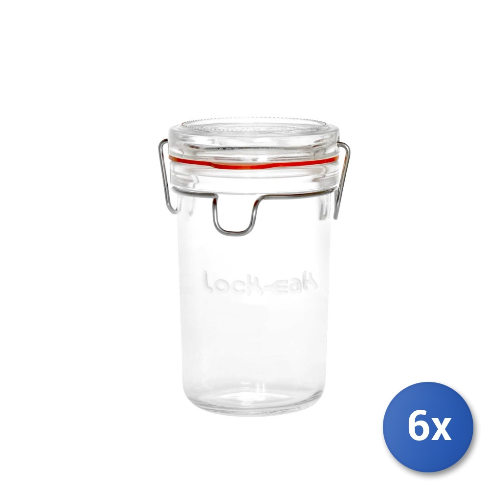 6X Bormioli Glass Lockeat Jars Cl 35 Airtight Lid