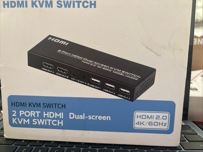 HDMI KVM Switch 2 Port HDMI 2.0, 4K @60Hz, Dolby Vision New