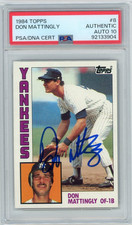 1984 TOPPS DON MATTINGLY YANKEES AUTOGRAPHED SIGNED BASEBALL ROOKIE CARD PSA 10