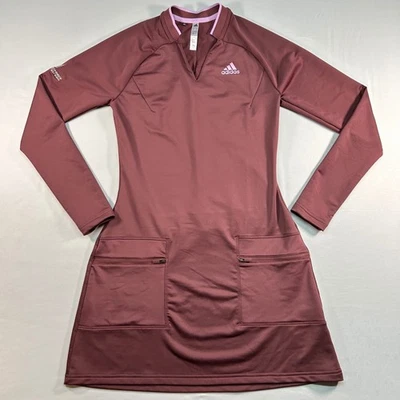 Adidas Damen Golfkleid HG6979 Burgund Langarm Taschen Größe S HG6979 - Bild 1 von 4