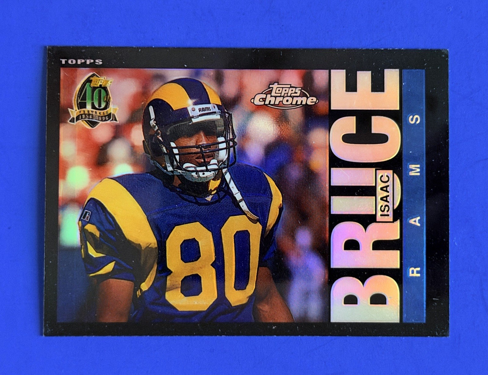 1996 Topps Chrome Isaac Bruce Rams Refractor  Retro 1985 Insert Card #30; O/C