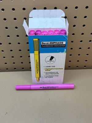 12- Vintage Berol EMPHASIS Pink Highlighter 8700 Jumbo Size Chisel Wedge Tip