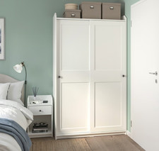 New IKEA HAUGA Bedside Table White with Drawer Open  63x40cm