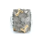 Gorgeou Flli Menegatti Vintage 18K Gold 925 SS Rutilated Gold Quartz Ring Size 9