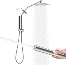 10 Inch All Metal Rain Shower Head with Handheld Spray Combo, Brushed Nickel Hig