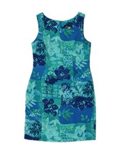 VINTAGE Womens Graphic Sleeveless Sheath Dress US 7 Medium Blue Floral BQ61