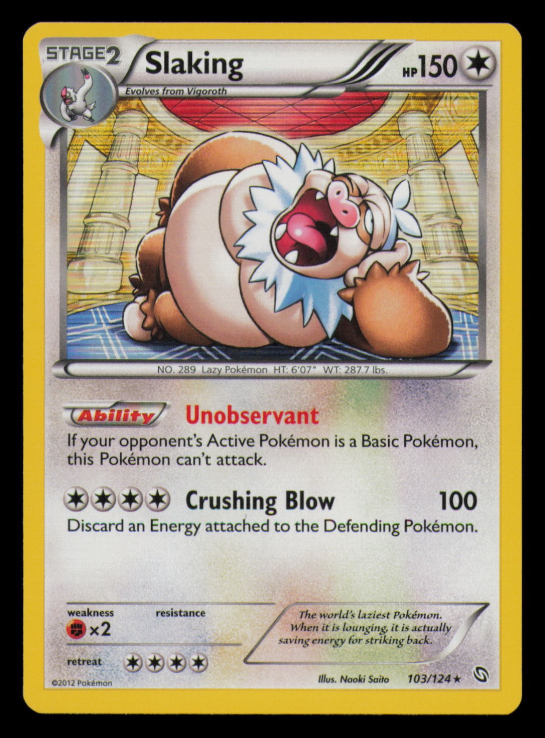 Slaking 103/124 Holo Rare Dragons Exalted Pokemon Near Mint