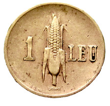ROMANIA CAROL II 1940 1 LEU, Crown & CORN COB km# 56 yes we do combine postage