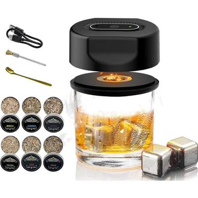 #ad #ad Whiskey Smoker Kit Electric with LED Lights Reusable Ice Cubes 6 Flavors $59.99