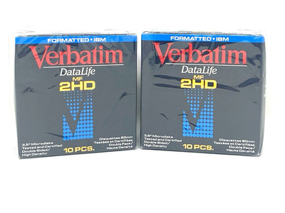 2 Packs Verbatim DataLife High Density 3.5'' Microdisks MF 2-HD 20 Disks Sealed!