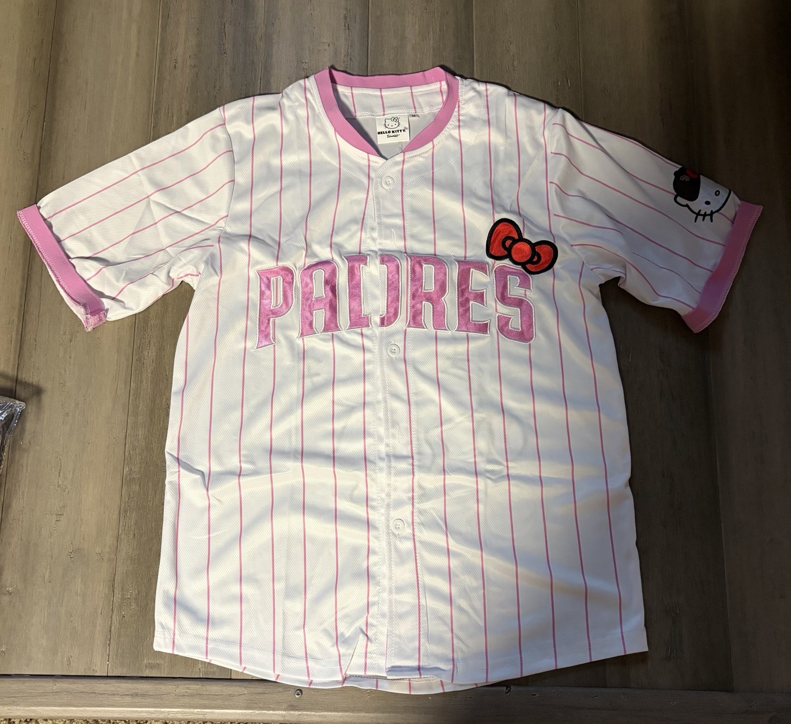 San Diego Padres Hello Kitty Themed Jersey, in hand Size Medium Authentic Padres