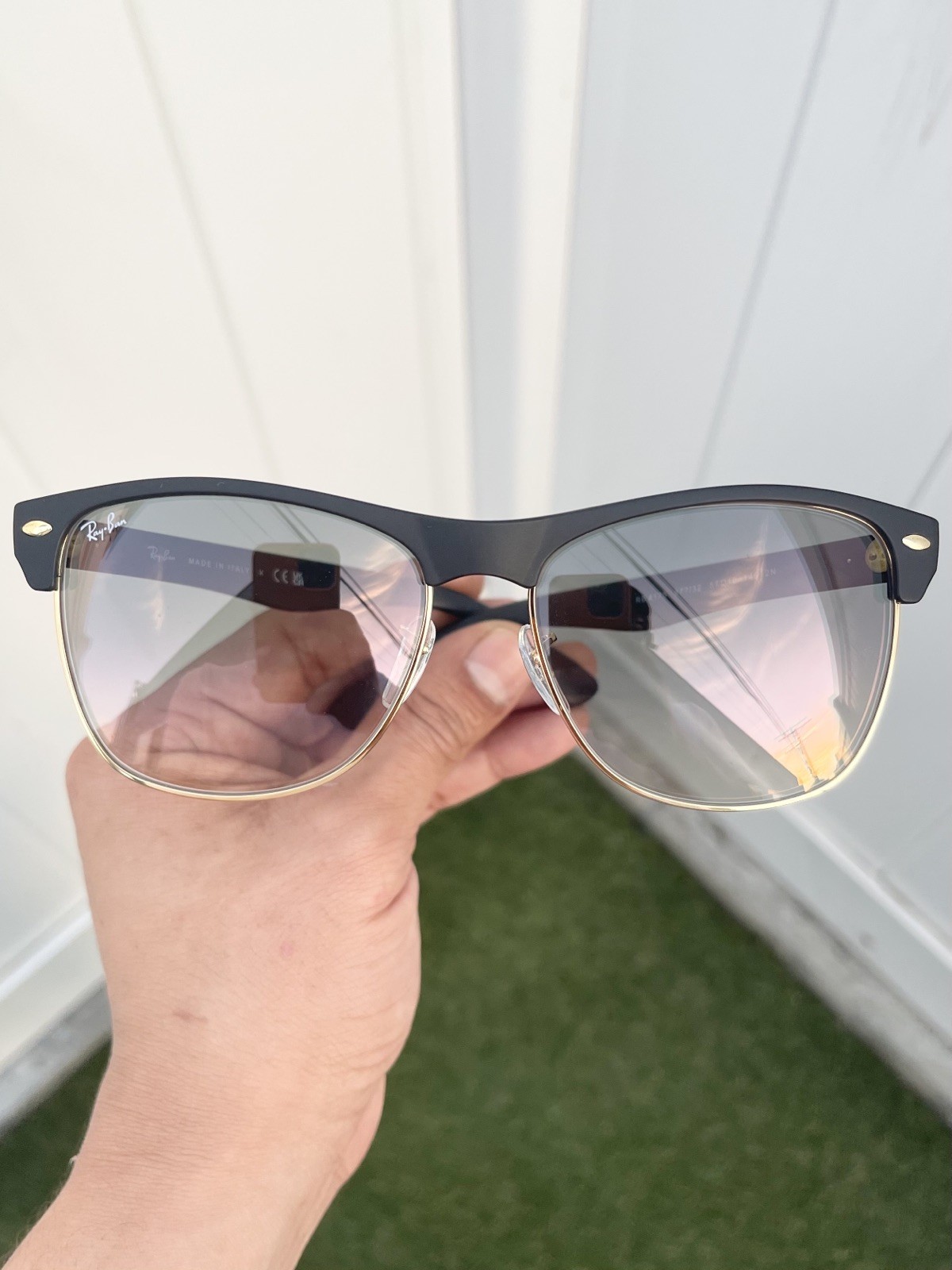 NEW Authentic Ray Ban Oversized Clubmaster RB4175 4175 Black Gray Gradient 57/16