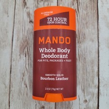Mando Whole Body Deodorant 72 Hour Odor Control Bourbon Leather Scent 2.6 Oz New