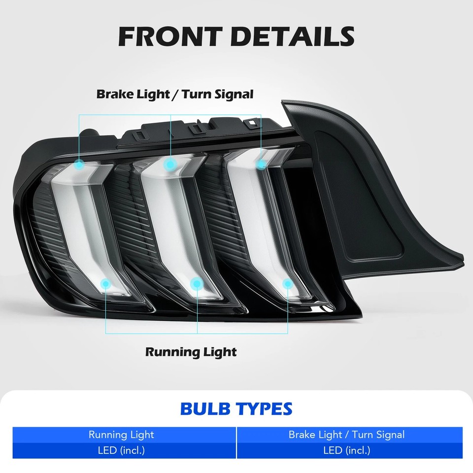Left+Right Clear Tail Lights Sequential Turn Signal LED For 2015-22 ...