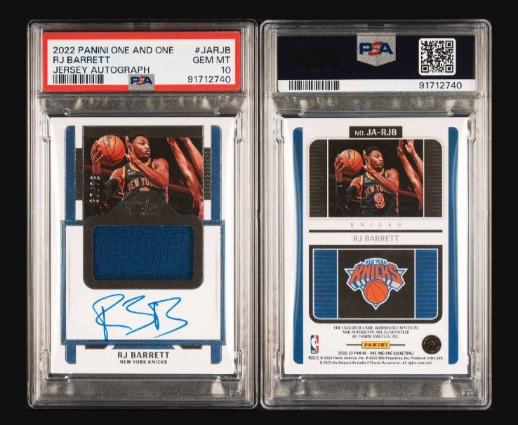2022 Panini One and One RJ Barrett Jersey Auto /75 Game Worn/Used