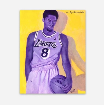 3" YOUNG KOBE BRYANT STICKER OF MY PAINTING NBA LA LOS ANGELES LAKERS #8 DECAL - Image 1 of 3