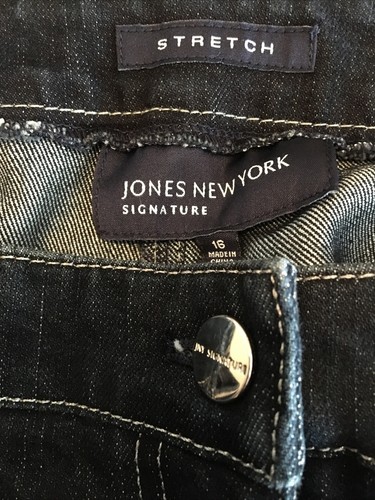Jones NY Signature Woman Stretch Blue Jeans Plus Size 16W Silver Thread Accents - Picture 13 of 13