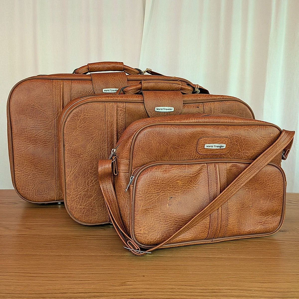 Vintage World Traveler Hybrid Leather Luggage Set 3pc Korean