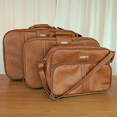 World Traveler Leather Suitcase Set World Traveler Vintage Leather