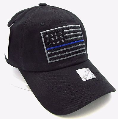 USA American Flag Cap US Military Unconstructed Dad Hat Adjustable OSFM Black