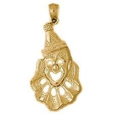 New 14k Gold Clown Pendant