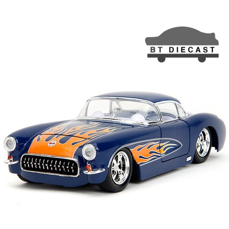 JADA BIGTIME MUSCLE 1957 CHEVROLET CORVETTE 1/24 with FLAMES DARK