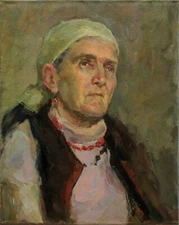 Portrait painting Original art Impressionism Oil on canvas by S. Chernyakovsky