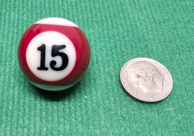 Replacement Mini Billiards Pool Ball 1'' Ball Number #15 Stripe Red Tiny