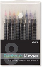 Xonex Paintbrush Markers Set of 8 Brush Tip Markers: Multicolor in Snap Case NEW