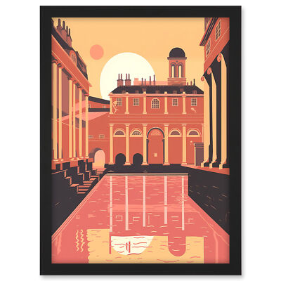 Römische Bäder Georgische Architektur Illustration gerahmt Wandbild Bild Druck A3