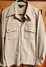 JC PENNEY Camisa Chaqueta Para Hombre Grande Caqui Manga Larga Abotonada Ropa de Trabajo Franela