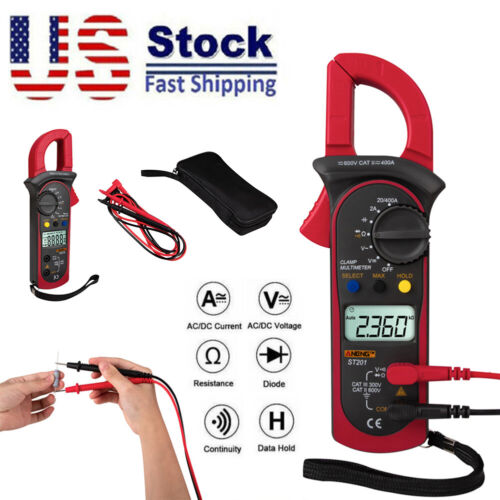 Handheld True RMS Digital Clamp Meter Multimeter AC DC Volt Amp Ohm Cap Tester - Picture 1 of 10