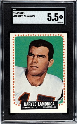 1964 Topps DARYLE LAMONICA ROOKIE Oakland Raiders #31 SGC 5.5 EX+ Condition