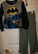 Batman Gray Flannel Flame Resistant 2 Piece Pajama PJ Set Boys Size 8 NEW