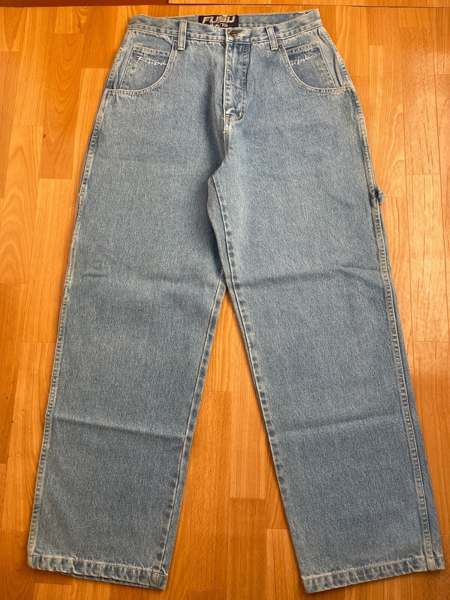 FUBU jeans, vintage baggy jeans, 90s hip hop, 1990s, skater, Y2K