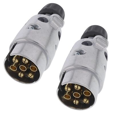 2x 7-poliger Anhängerstecker Metall Stecker für Pkw Anhänger Beleuchtung 7-pol.