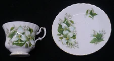 VINTAGE ROYAL ALBERT ENGLISH BONE CHINA CUP & SAUCER SET, TRILLIUM PATTERN